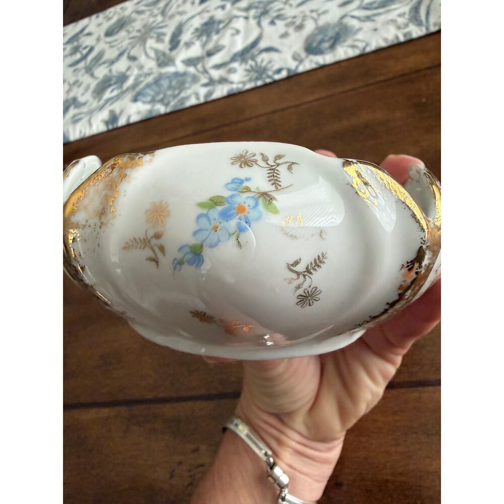 Gold Anchor antique Porcelain Covered Vintage Floral Porcelain Ashtray - Picture 6 of 9